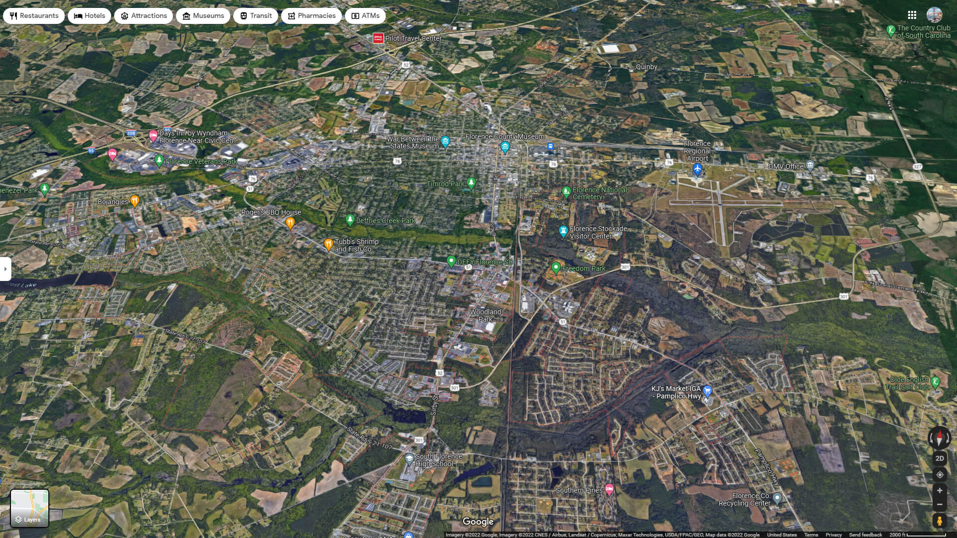 Florence Aerial Map South Carolina